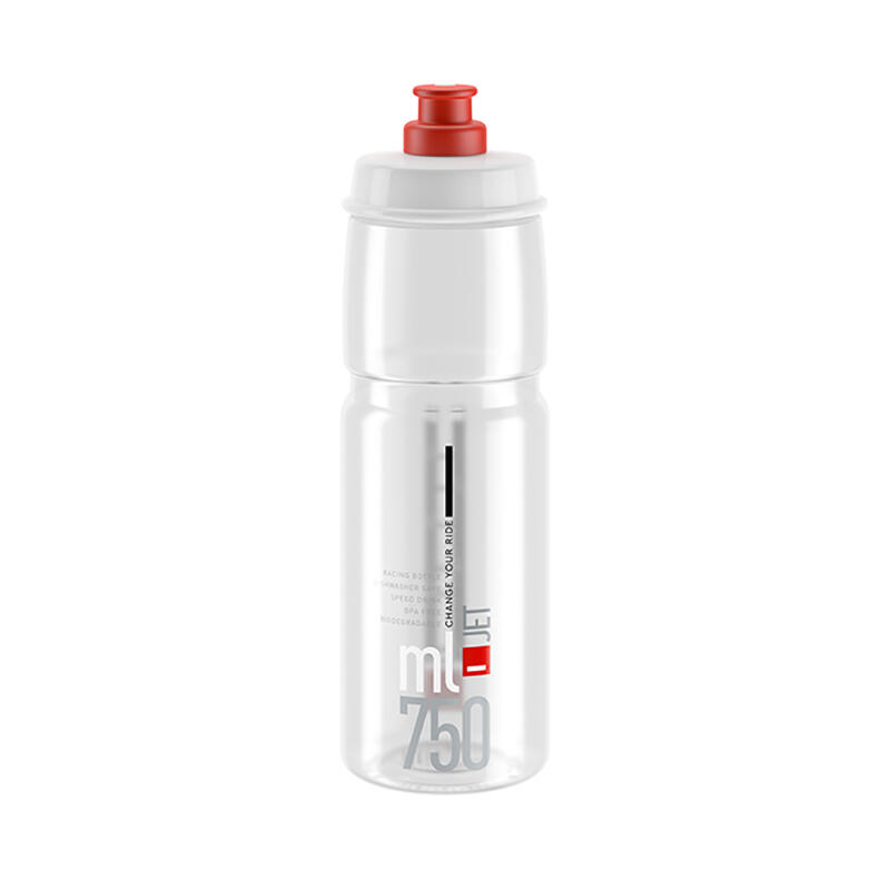 Bidon Jet 750 ml polyethyleen transparant/rood