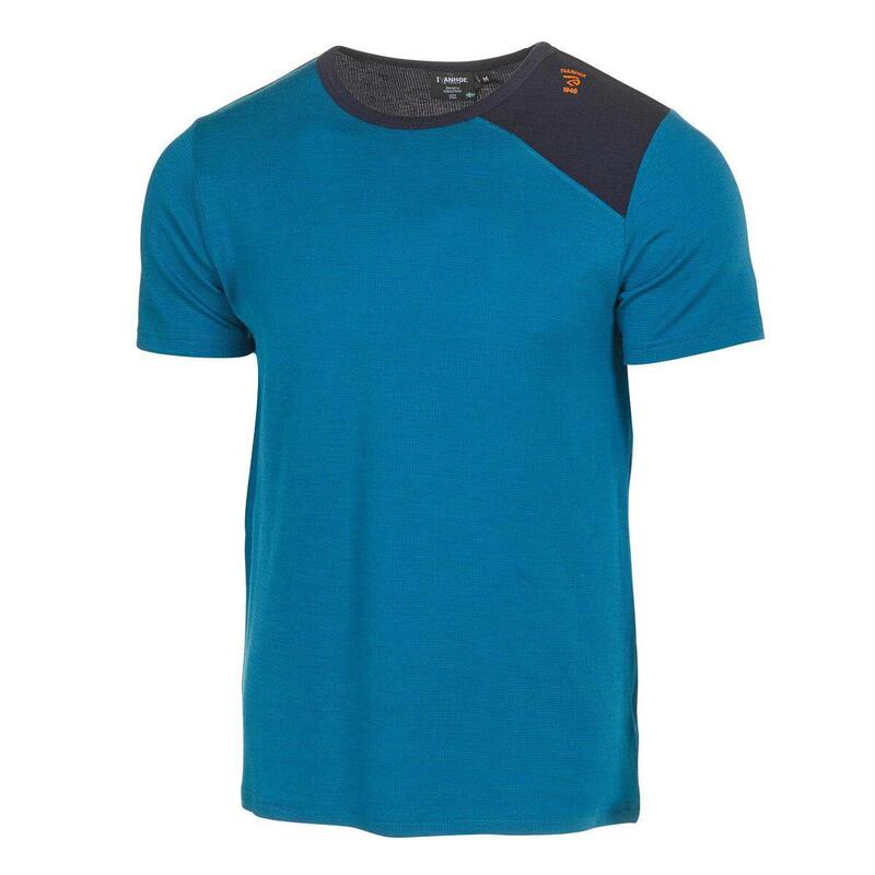 T-shirt Kian SS Electric voor heren van Merino en Tencel - Blauw