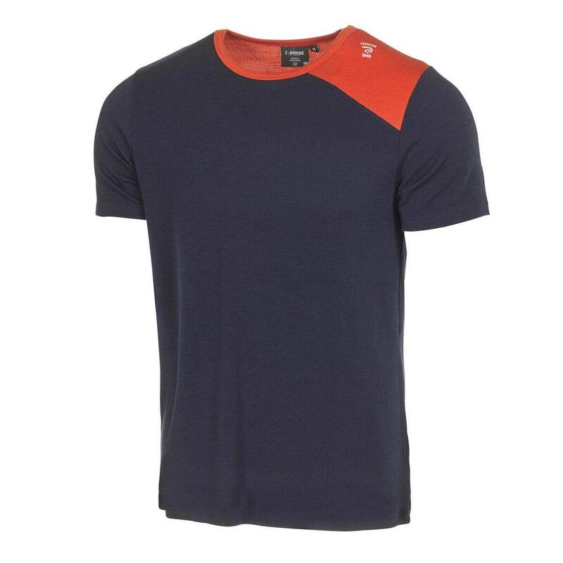 T-shirt Kian SS Navy voor heren van Merino en Tencel - Blauw