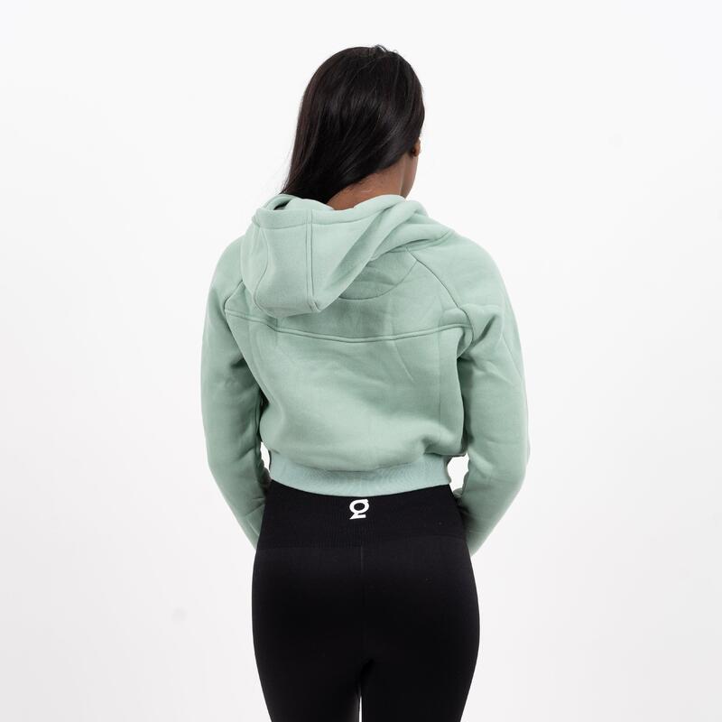 Sweat à capuche court Femme - Vert