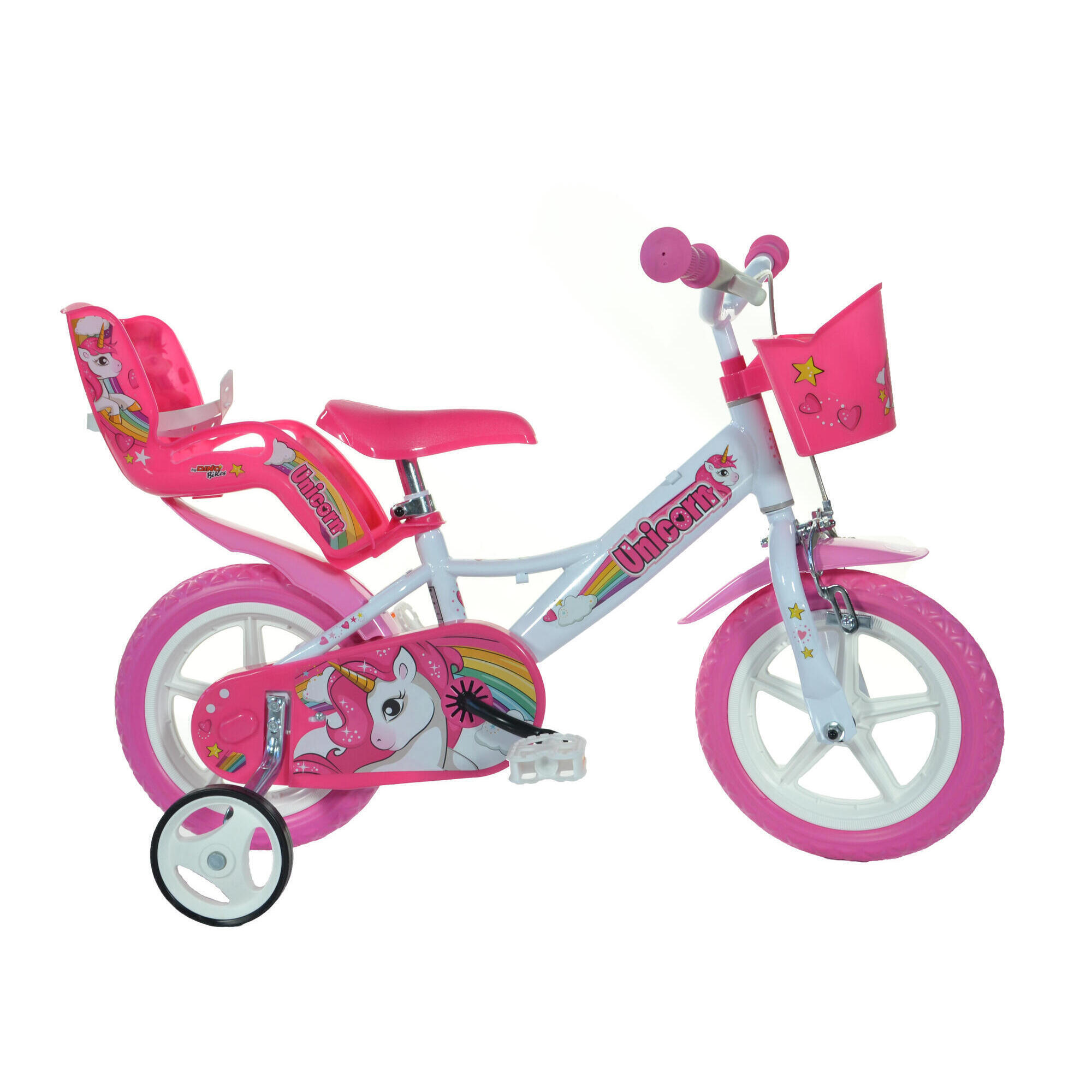 Dino Unicorn 12In Kids Bike - White/Pink 1/5