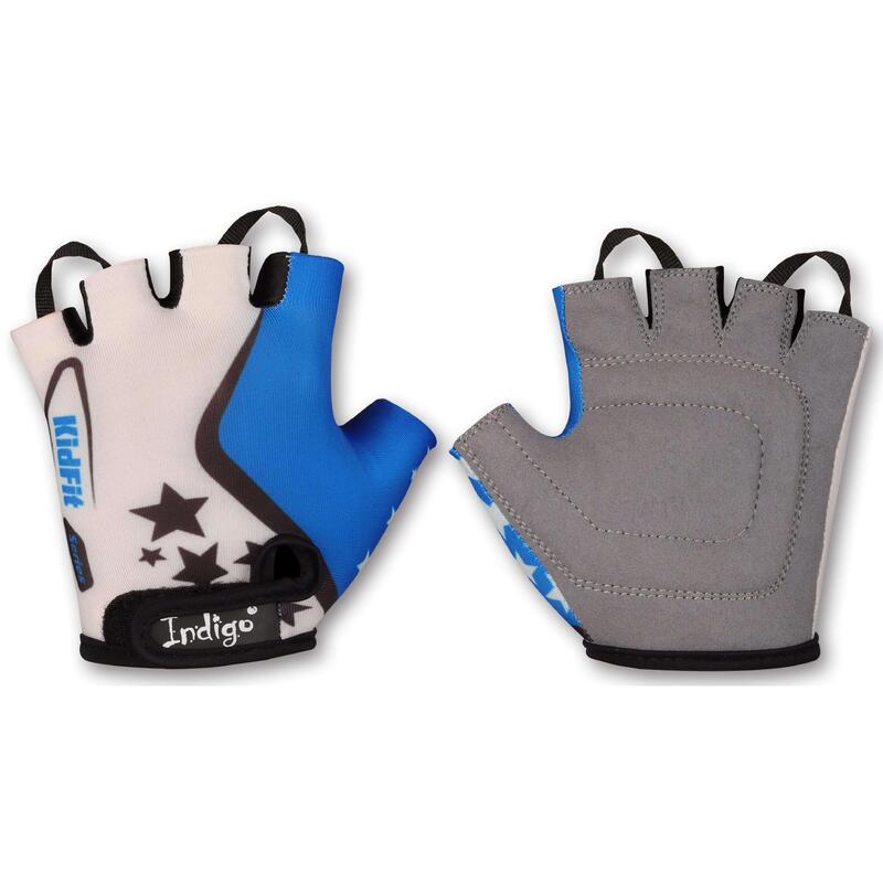 Guantes Ciclismo Infantil ESTRELLAS INDIGO Blanco- Azul Talle 2XS