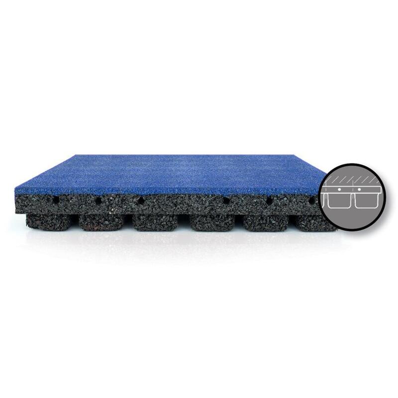Rubber Tegel 45mm Blauw - 50x50cm - pen- gat verbinding
