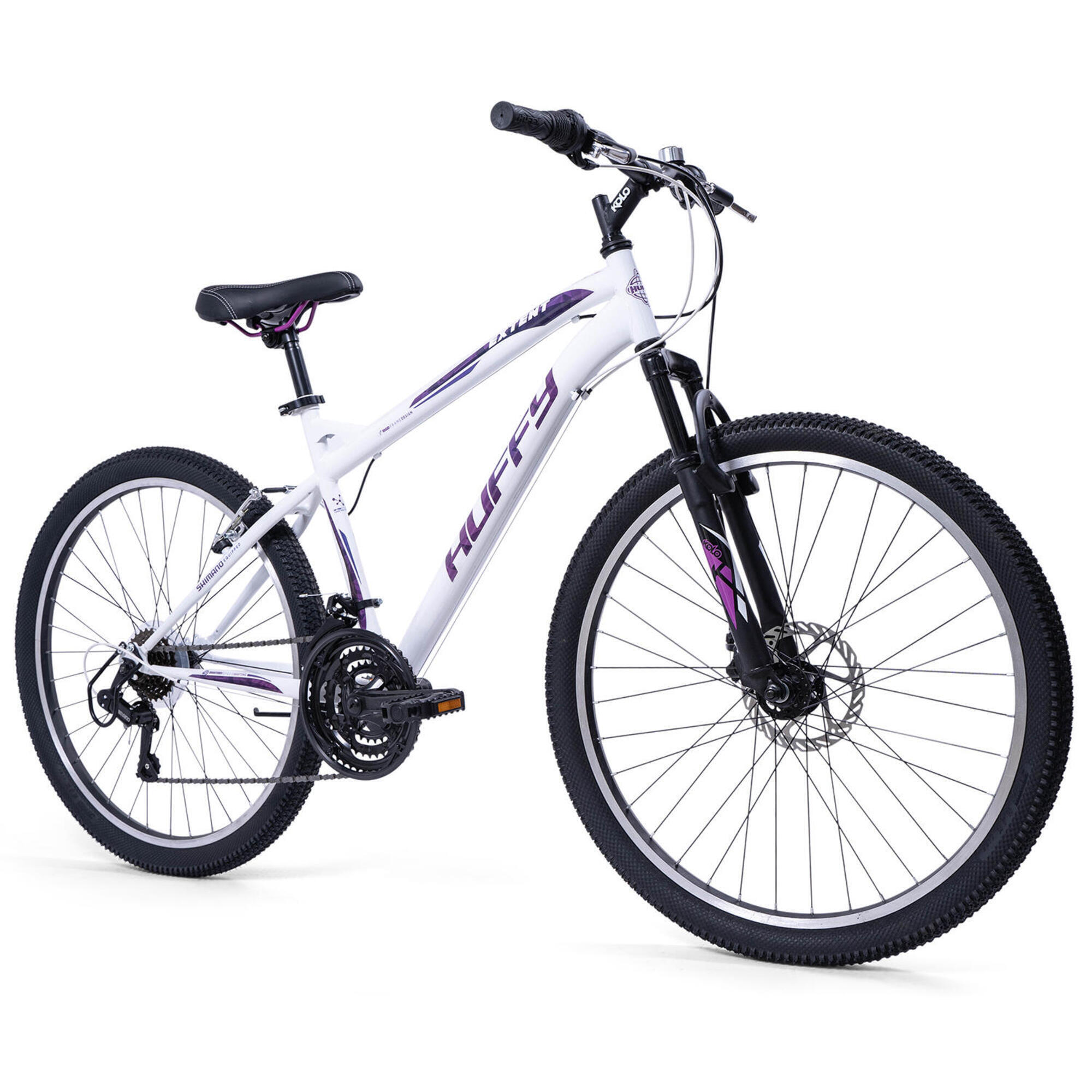 HUFFY Huffy Extent 26 Inch Womens Hardtail Mountain Bike White and Purple 18 Speed