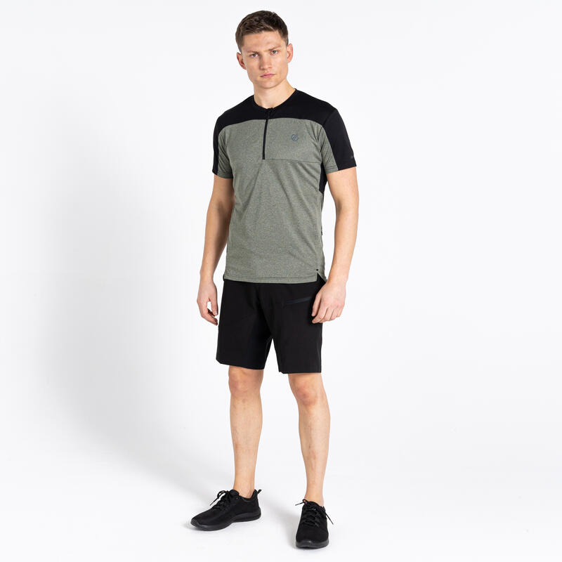 Aces III Fitness-T-Shirt für Herren mit halbem Reißverschluss - Grün