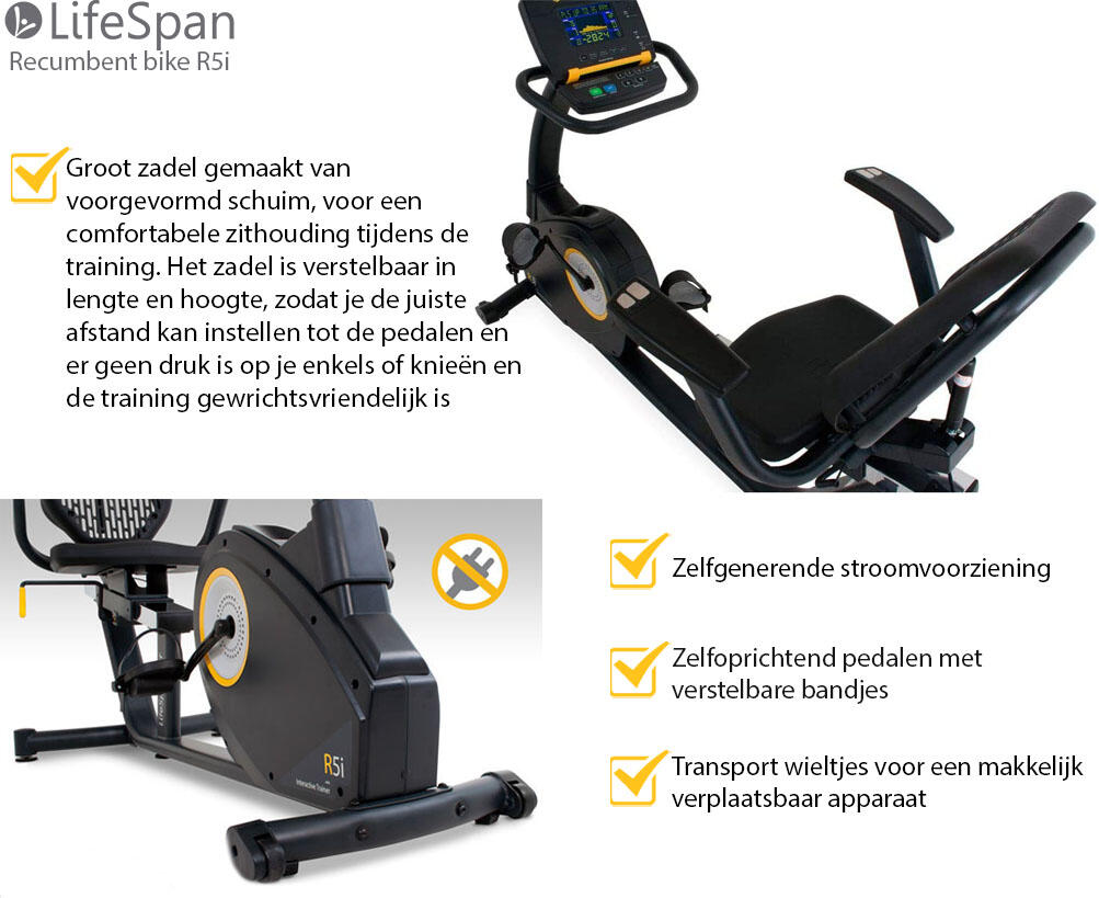 LifeSpan Fitness Exercise Bike Recumbent Bike R5i Semi-Pro 6/7