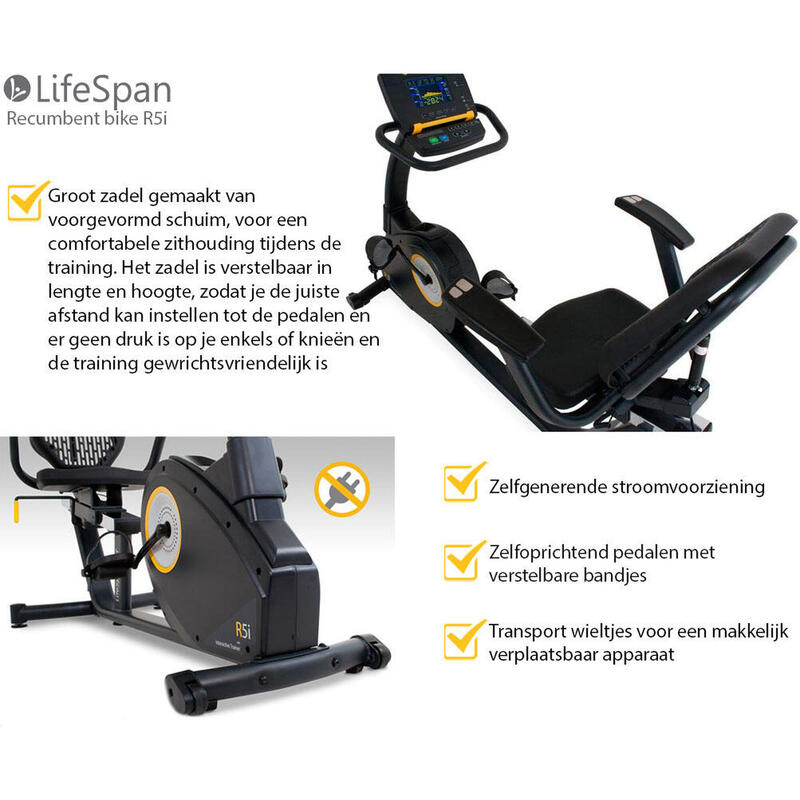 LifeSpan Fitness Bicicleta estática semiprofesional R5i Autogenerada