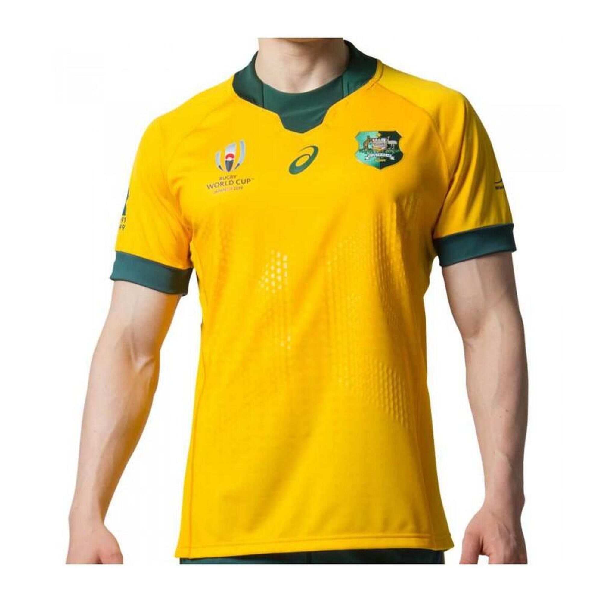 ASICS ASICS Australia Wallabies Mens Home RWC Gameday Rugby Shirt Yellow