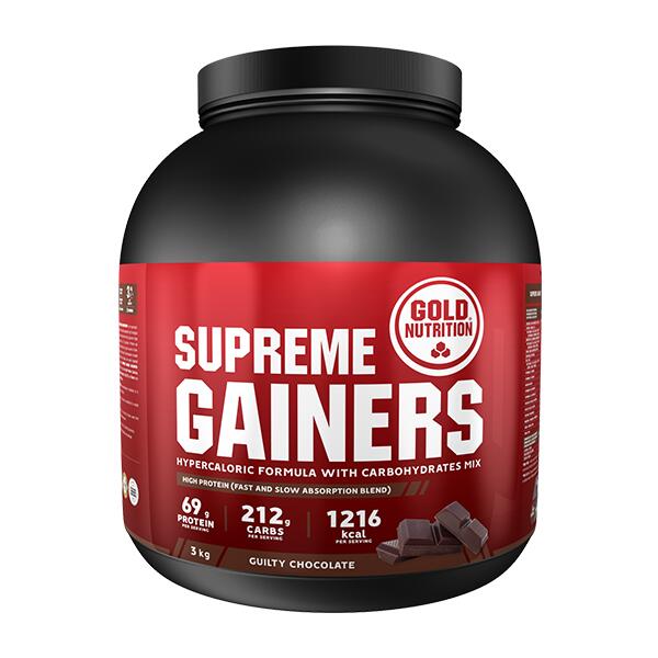 Supliment pentru masa musculare, GoldNutrition, Supreme Gainers, Ciocolata, 3 kg