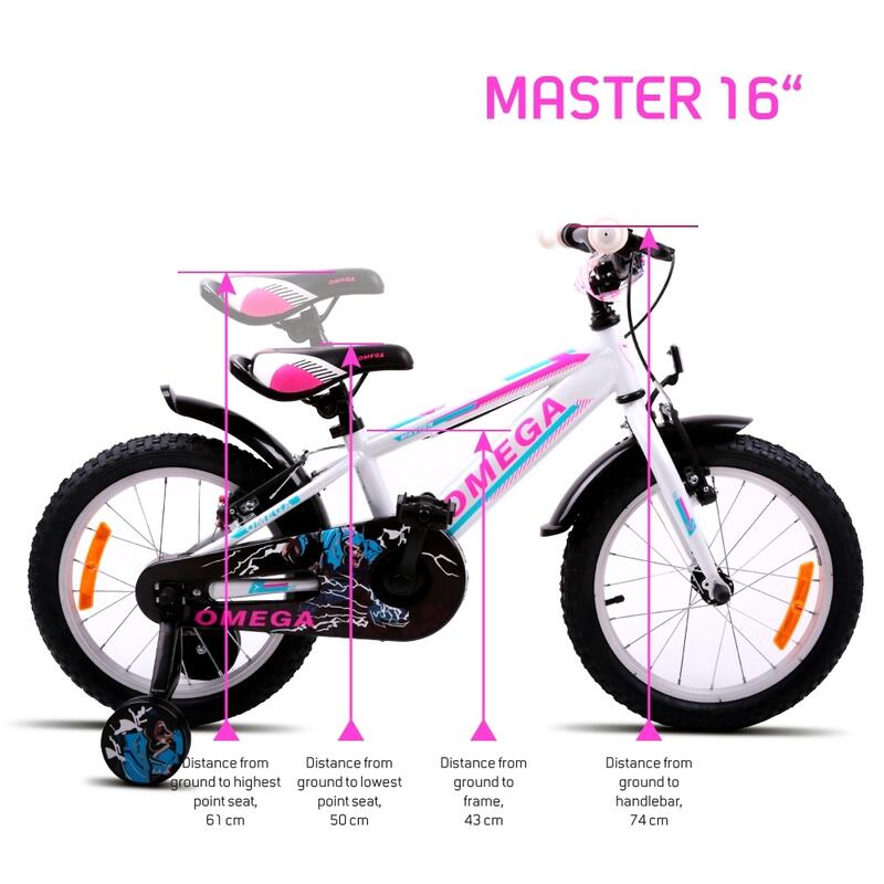 Gyermek kerékpár Omega Master 16" 2022, fehér