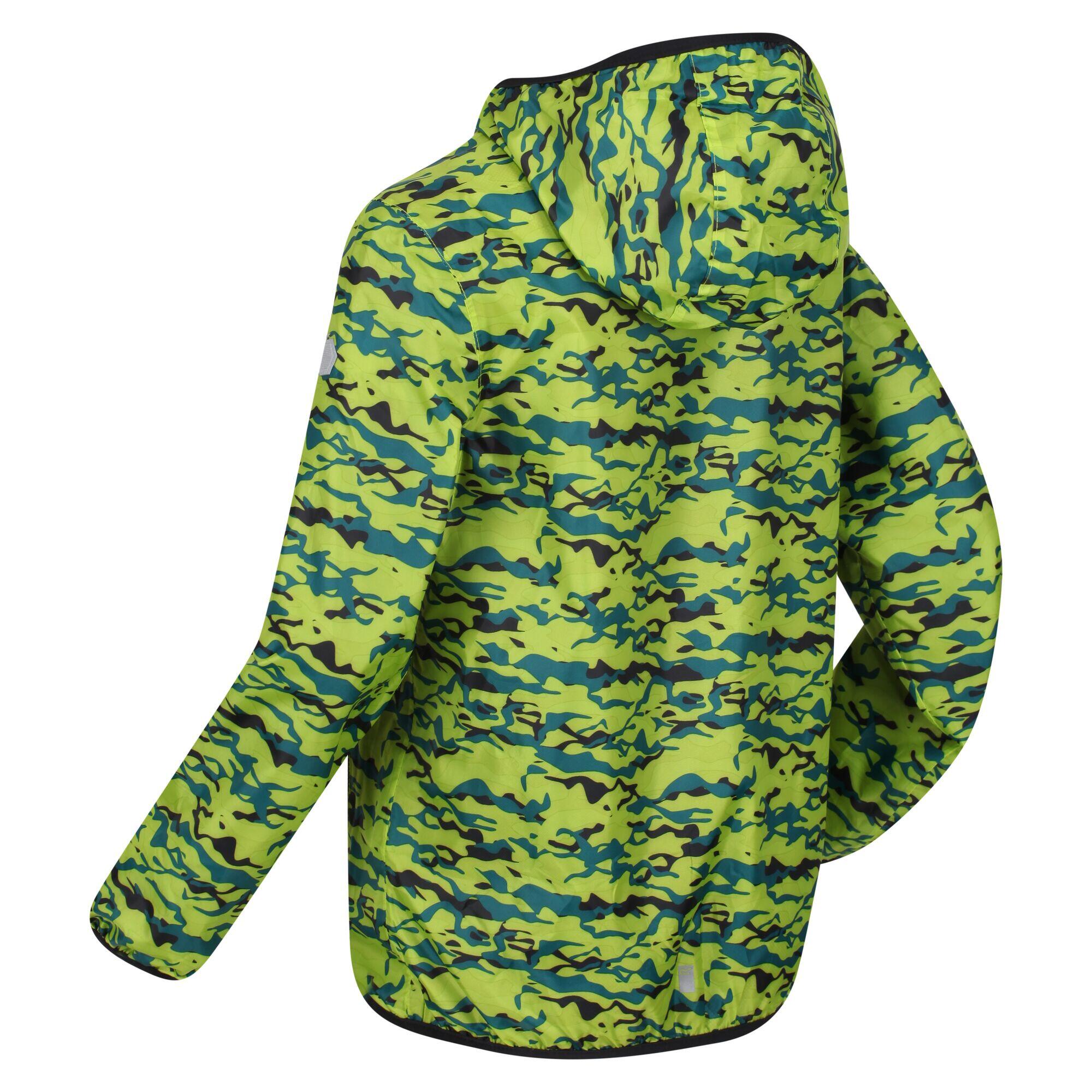 Childrens/Kids Lever Camo Packaway Waterproof Jacket (Bright Kiwi) 3/5