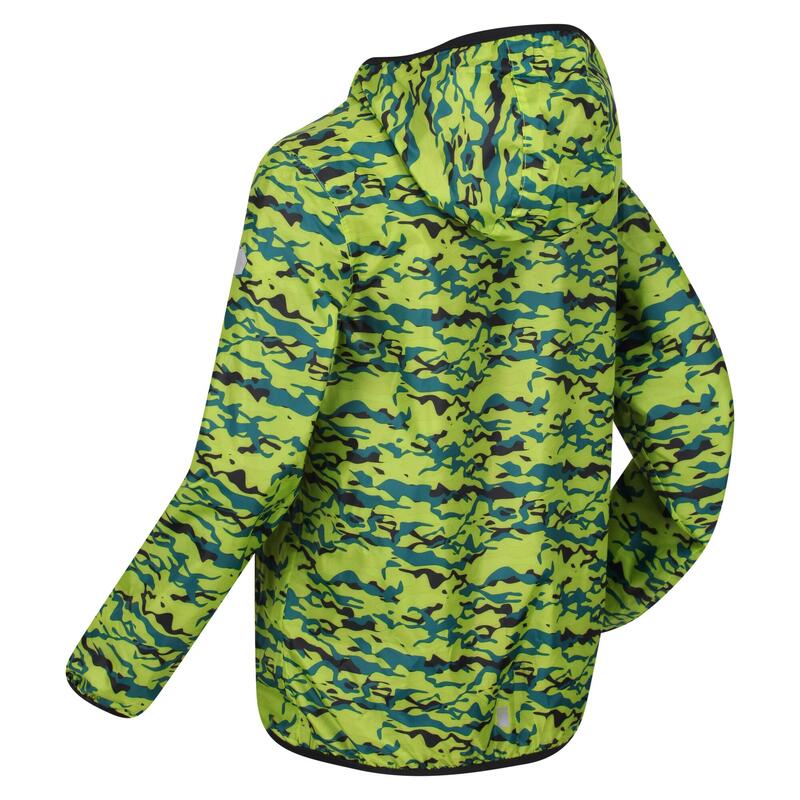 Kinder/Kids Lever Camo Packaway Waterdicht Jasje (Heldere Kiwi)