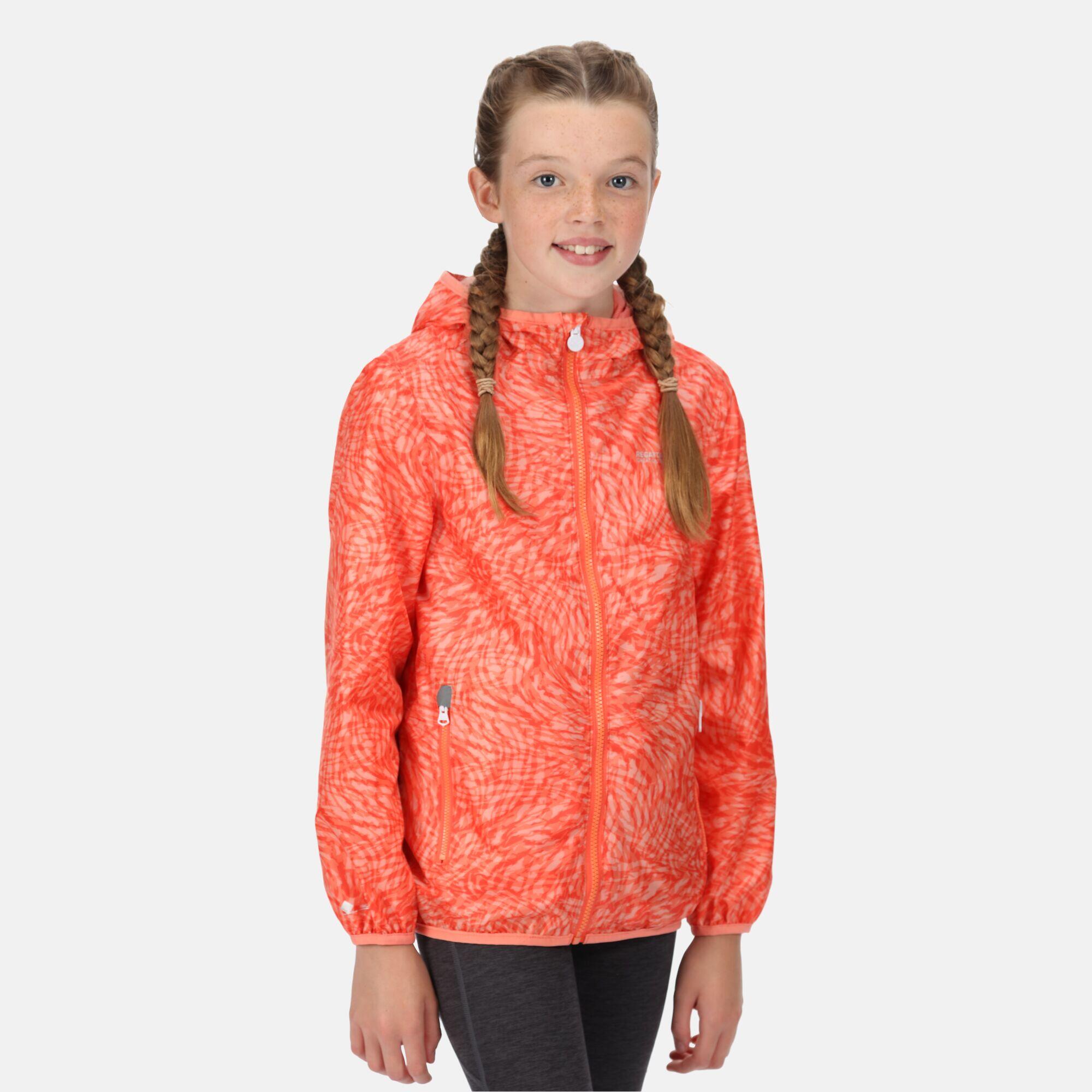 REGATTA Printed Lever Kids Hiking Jacket - Neon Peach