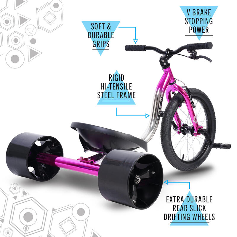 Bicicleta drift Junior Big Wheel Slider - Rosa/Negro/Plata