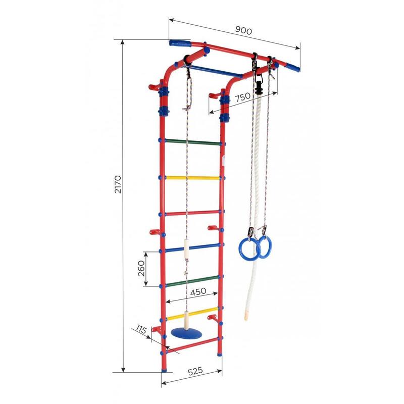 Gimnasio Infantil de Pared con Espaldera, Anillas, y Columpio START2