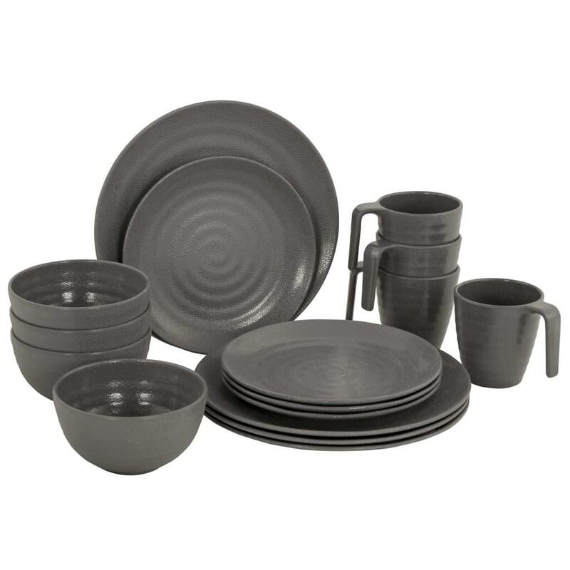 Set de vaisselle en mélamine 16 pièces Camping Voyage Pique-nique Assiettes