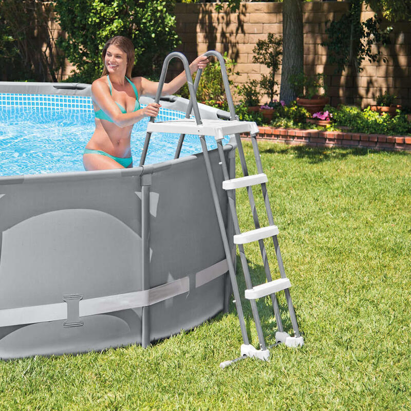 Intex 28075 - Scaletta Deluxe per Piscina, gradini removibili, 91-107 cm