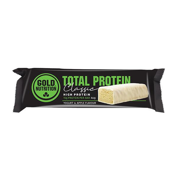 Baton Proteic cu iaurt si mere, Total Protein Bar, 46 g, GoldNutrition