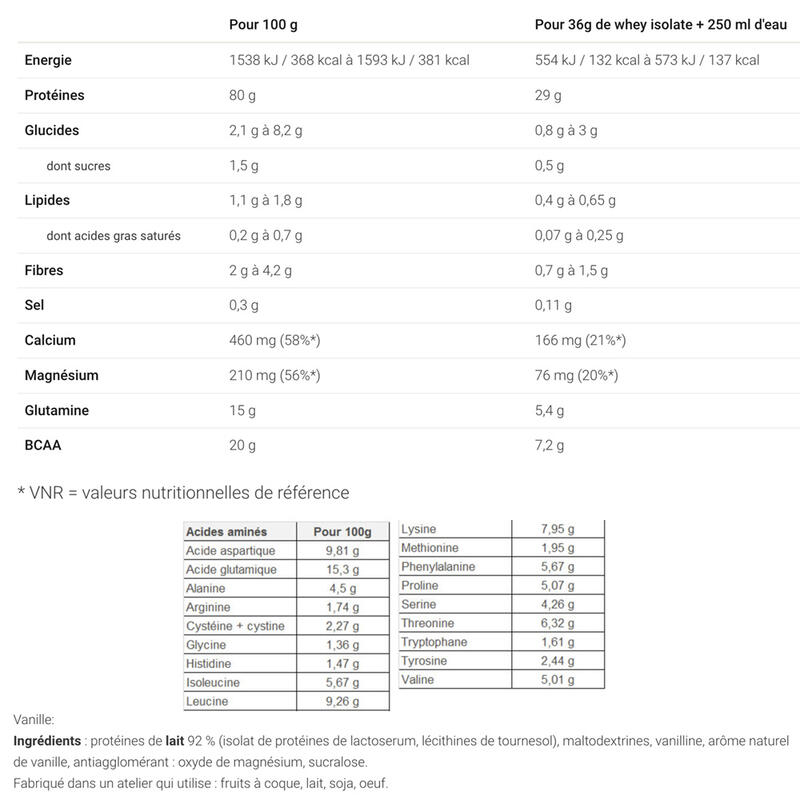 Protéine Whey Isolate Vanille - 720g