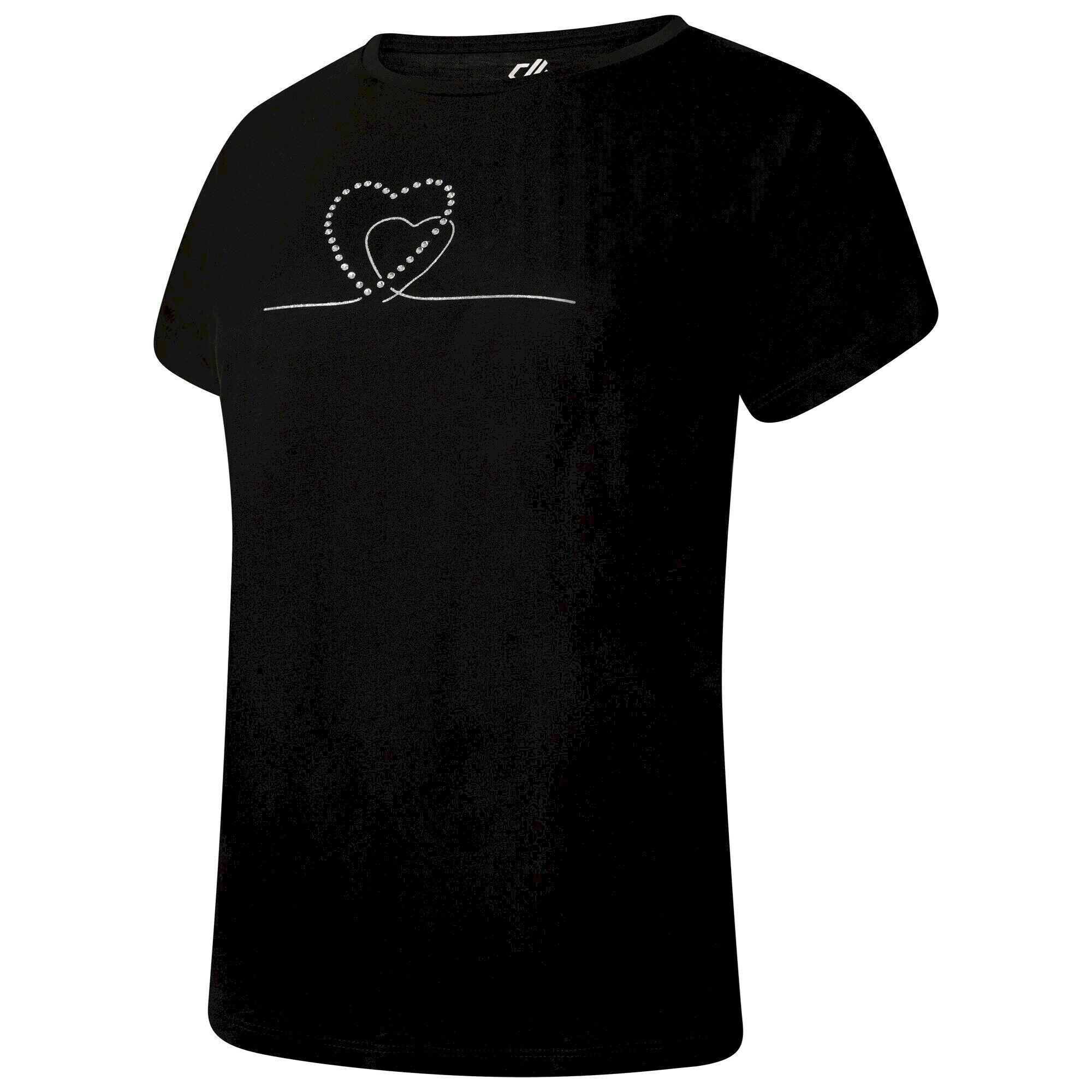 Womens/Ladies Crystallize Heart TShirt (Black) 3/5