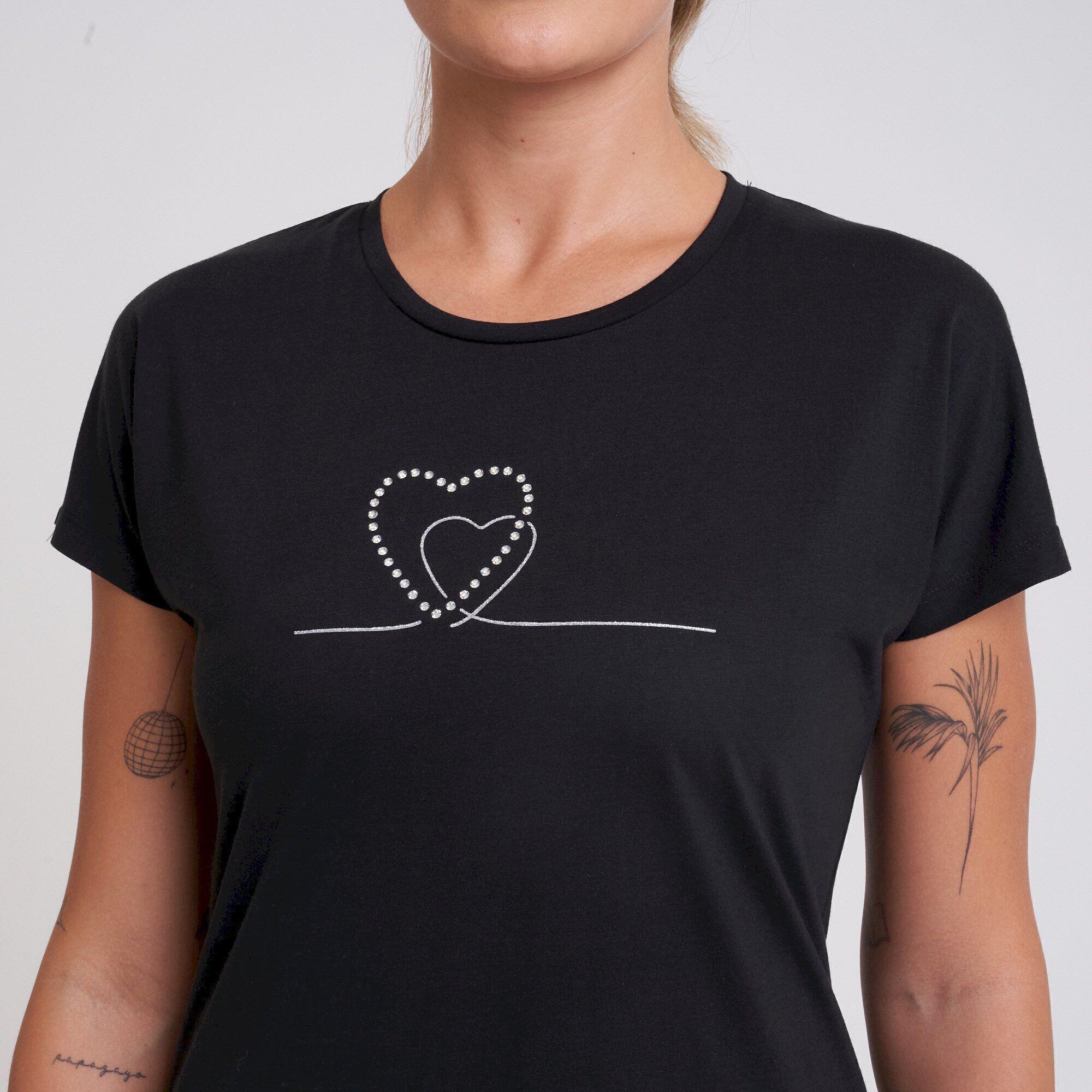 Womens/Ladies Crystallize Heart TShirt (Black) 4/5