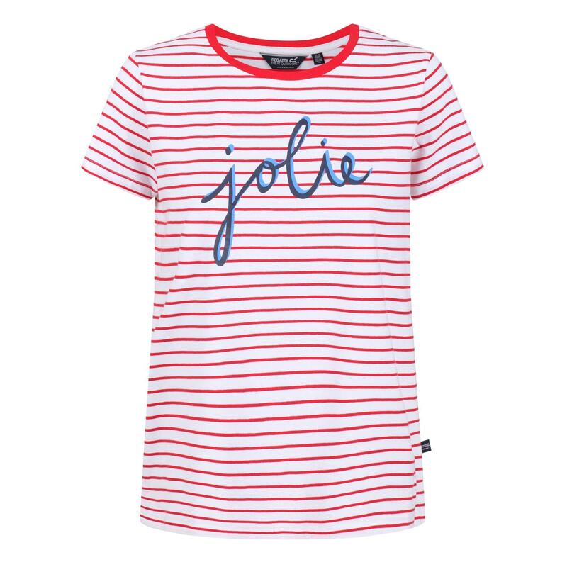 Dames Odalis Stripe Tshirt (Echt rood)