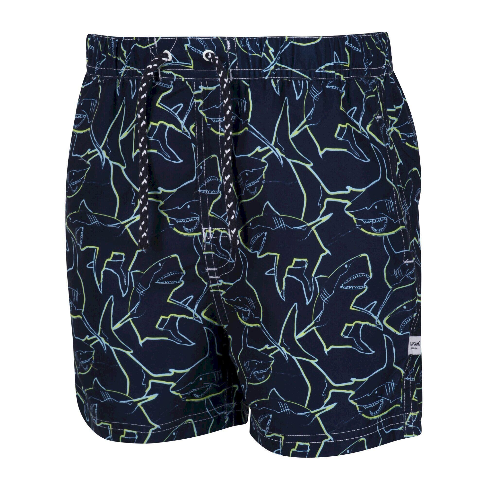 Boys Skander II Shark Swim Shorts (Navy) 4/5