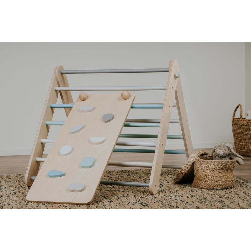 Zweedse Muur en Driehoek Klim Set 2in1, Pastel