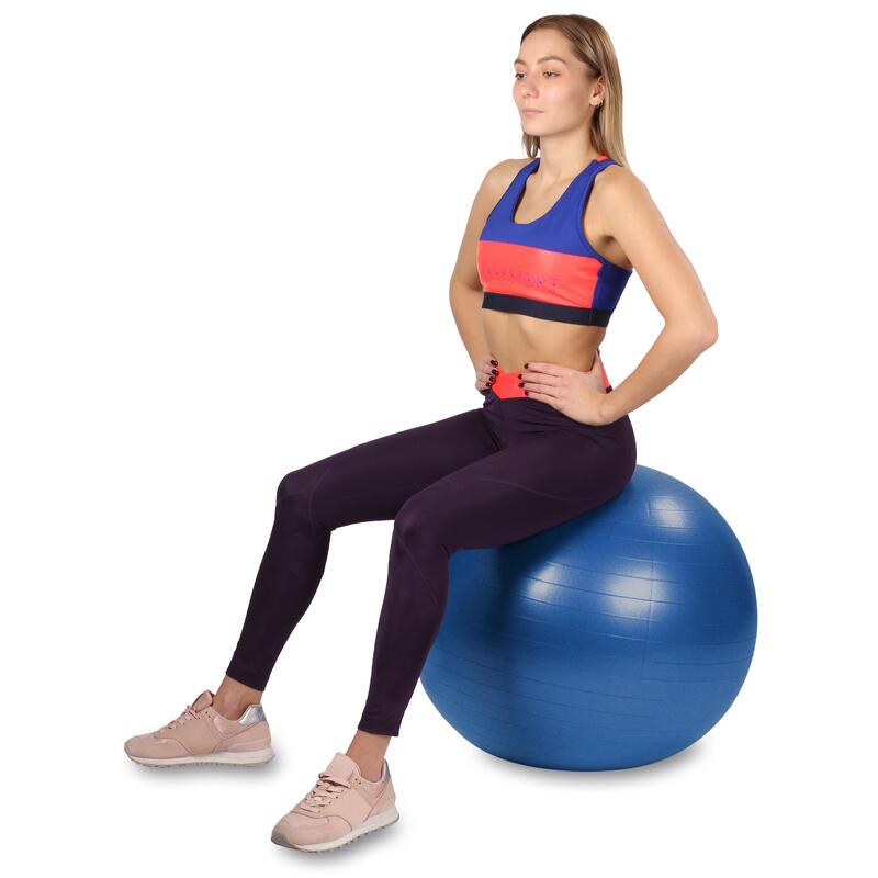 Pelota de Gimnasia Anti-Estallido + Bomba INDIGO 75 cm Azul