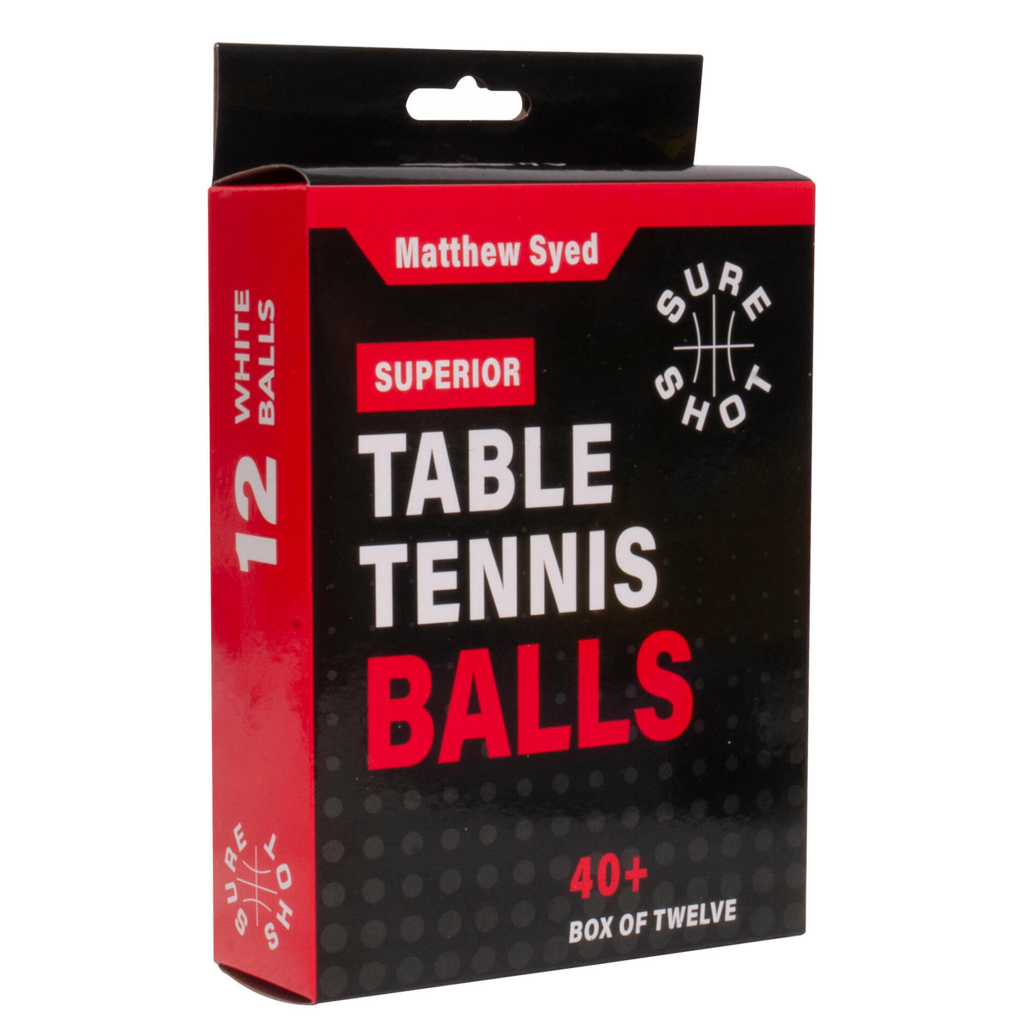 Sure Shot Matthew Syed Superior Table Tennis Balls (White) 1/2