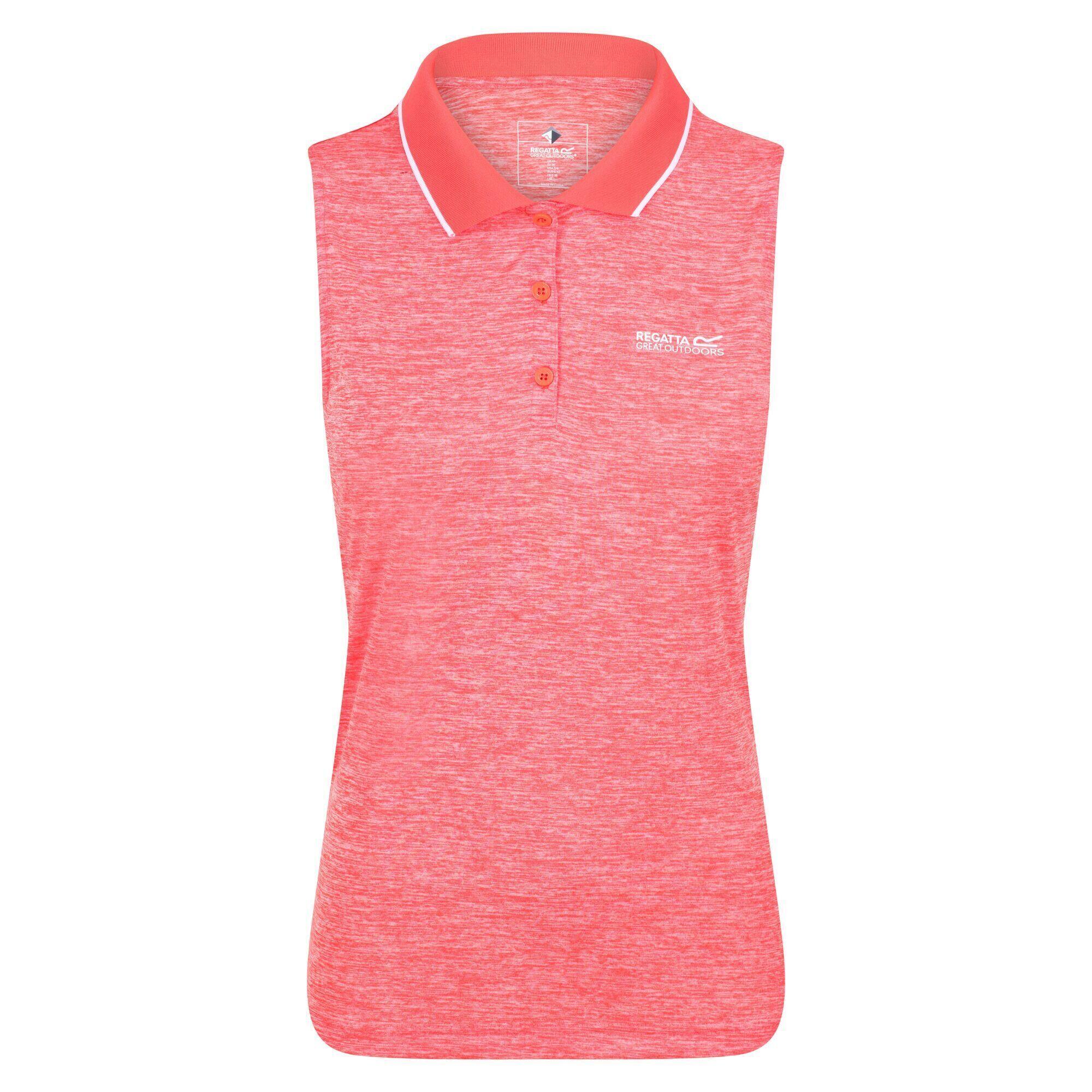 REGATTA Womens/Ladies Tima II Sleeveless Polo Shirt (Neon Peach)