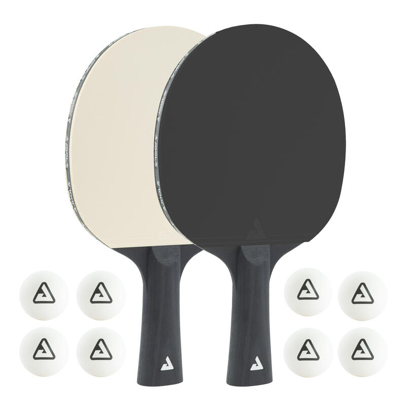 Set de 2 raquettes black + white allround et 8 balles 40+