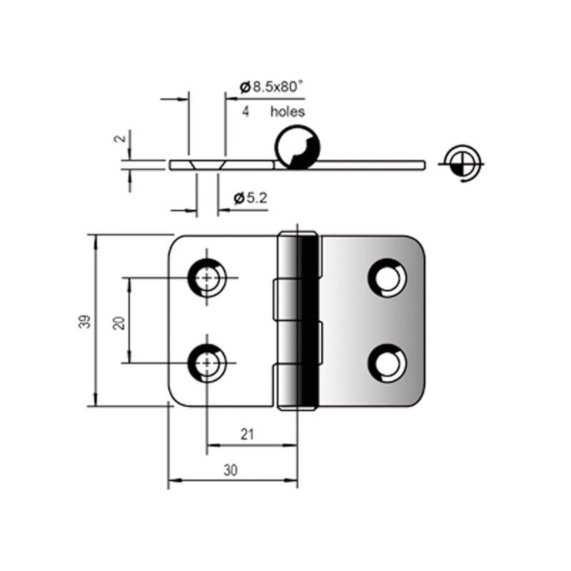 Cerniera 60 x 39 mm - ARANCIOMARINE