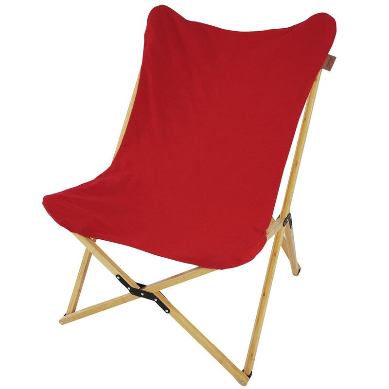 Sedia a sdraio XXL -Tofte - Outdoor - bambù/cotone - pieghevole - rosso