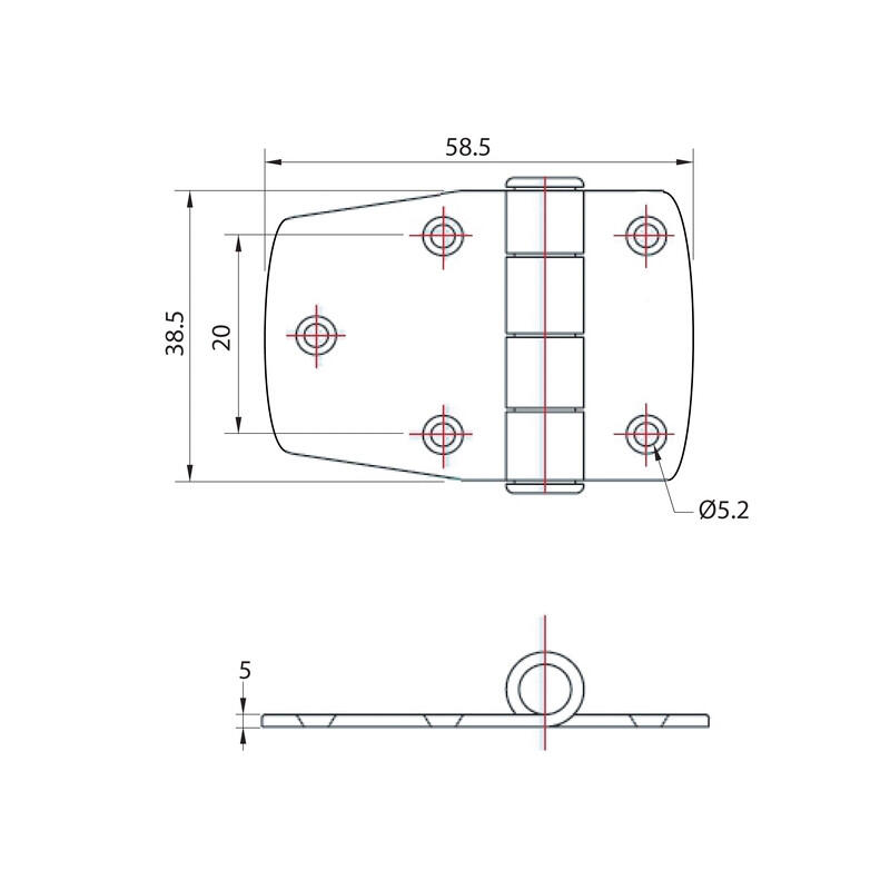 Cerniera 57,2 x 38,1 mm - ARANCIO MARINO