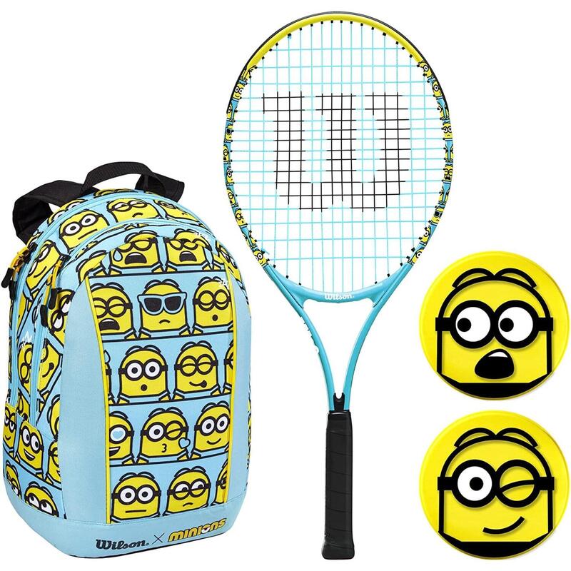 Rakieta do tenisa ziemnego Wilson Minions 2.0 Junior Kit 25 z plecakiem 3 7/8