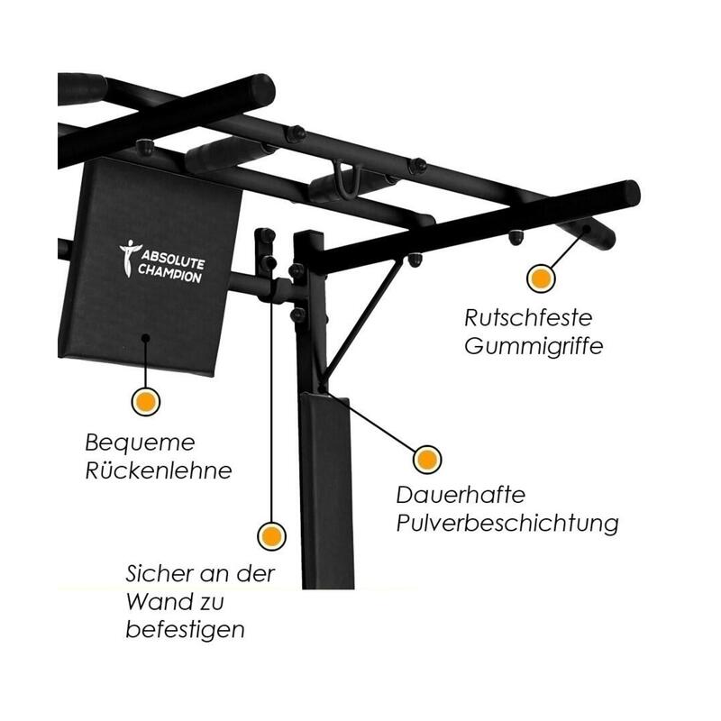 Klimmzugstange mit Dip Station, Pull Up Bar, Multifunktional - Ironman, Schwarz