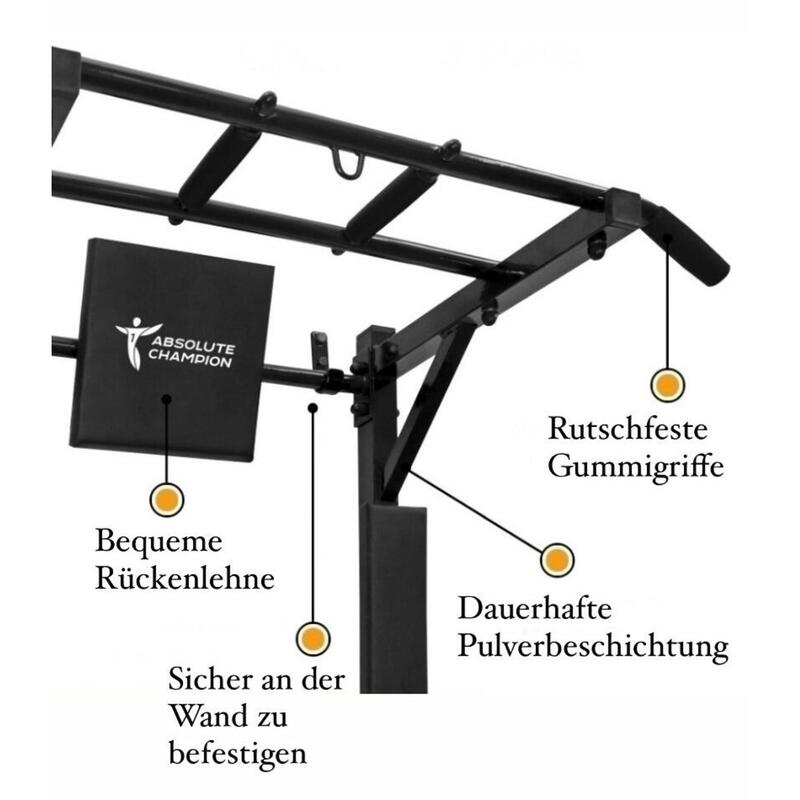 Multifunktional Klimmzugstange 3 in 1 Profi Schwarz Pull Up Bar Dip Station