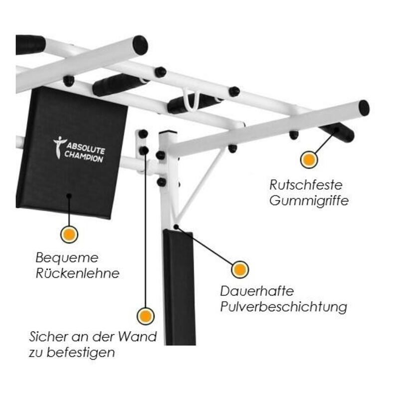 Klimmzugstange, Pull Up Bar Multifunktional, Dip Station 3 in 1, Ironman -  Weiß