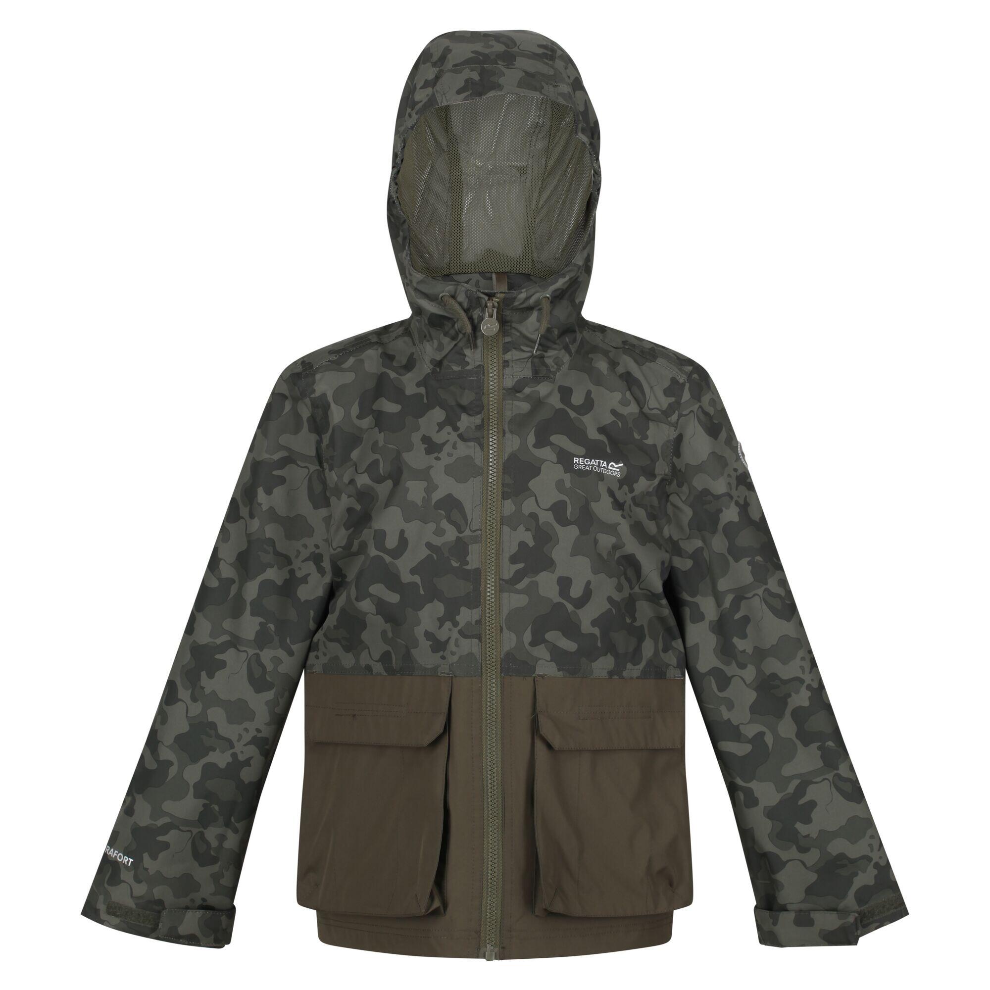 REGATTA Childrens/Kids Hywell Camo Waterproof Jacket (Grape Leaf)