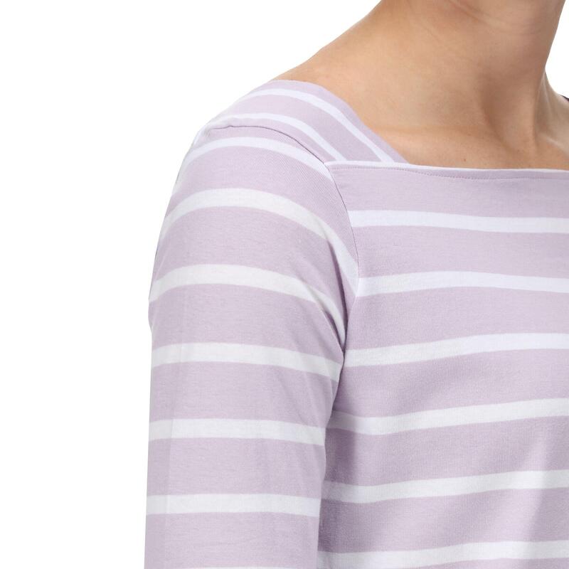 Dames Polexia Stripe Tshirt (Pastel Lila/Wit)