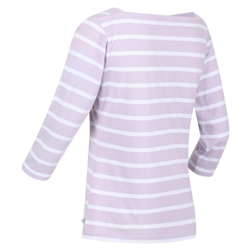 Dames Polexia Stripe Tshirt (Pastel Lila/Wit)