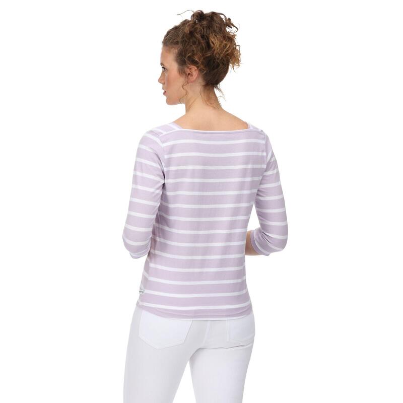 Dames Polexia Stripe Tshirt (Pastel Lila/Wit)