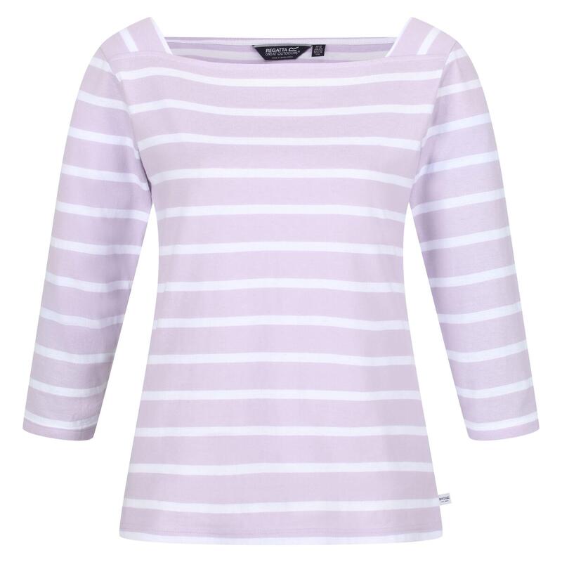 Dames Polexia Stripe Tshirt (Pastel Lila/Wit)