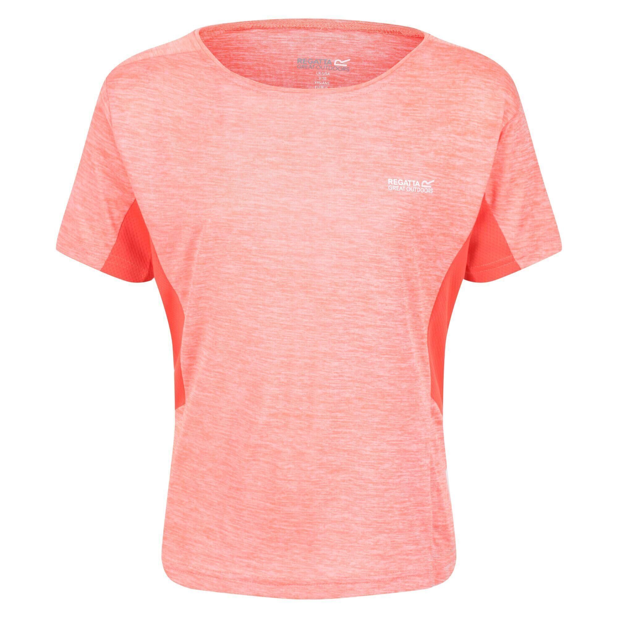 REGATTA Childrens/Kids Takson III Marl TShirt (Fusion Coral/Neon Peach Marl)