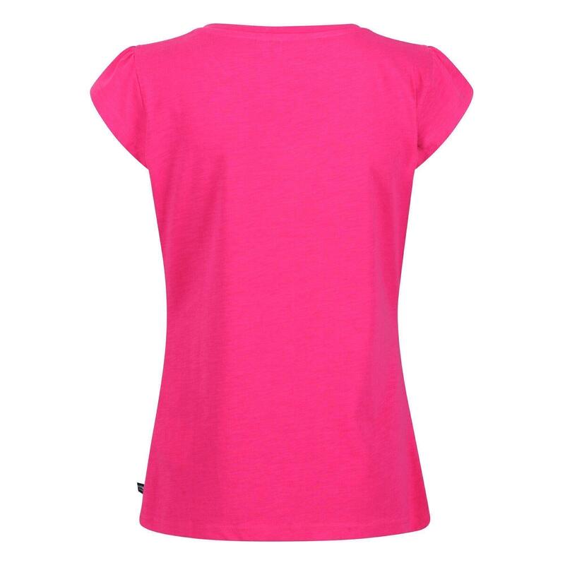 T-Shirt Decote em V Francine Mulher Fusão Rosa