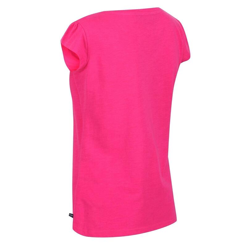 T-Shirt Decote em V Francine Mulher Fusão Rosa