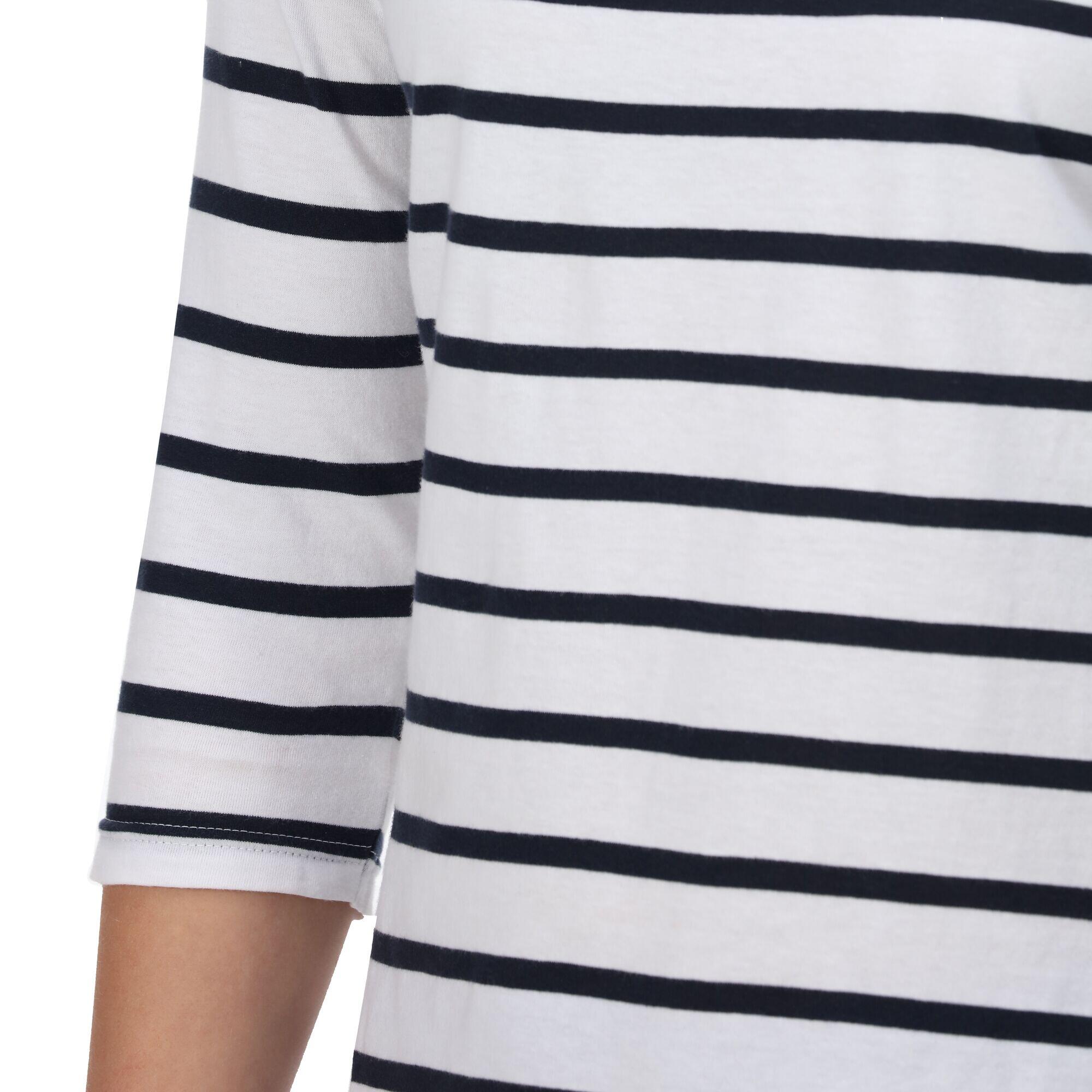 Womens/Ladies Polexia Stripe TShirt (White/Navy) 4/5