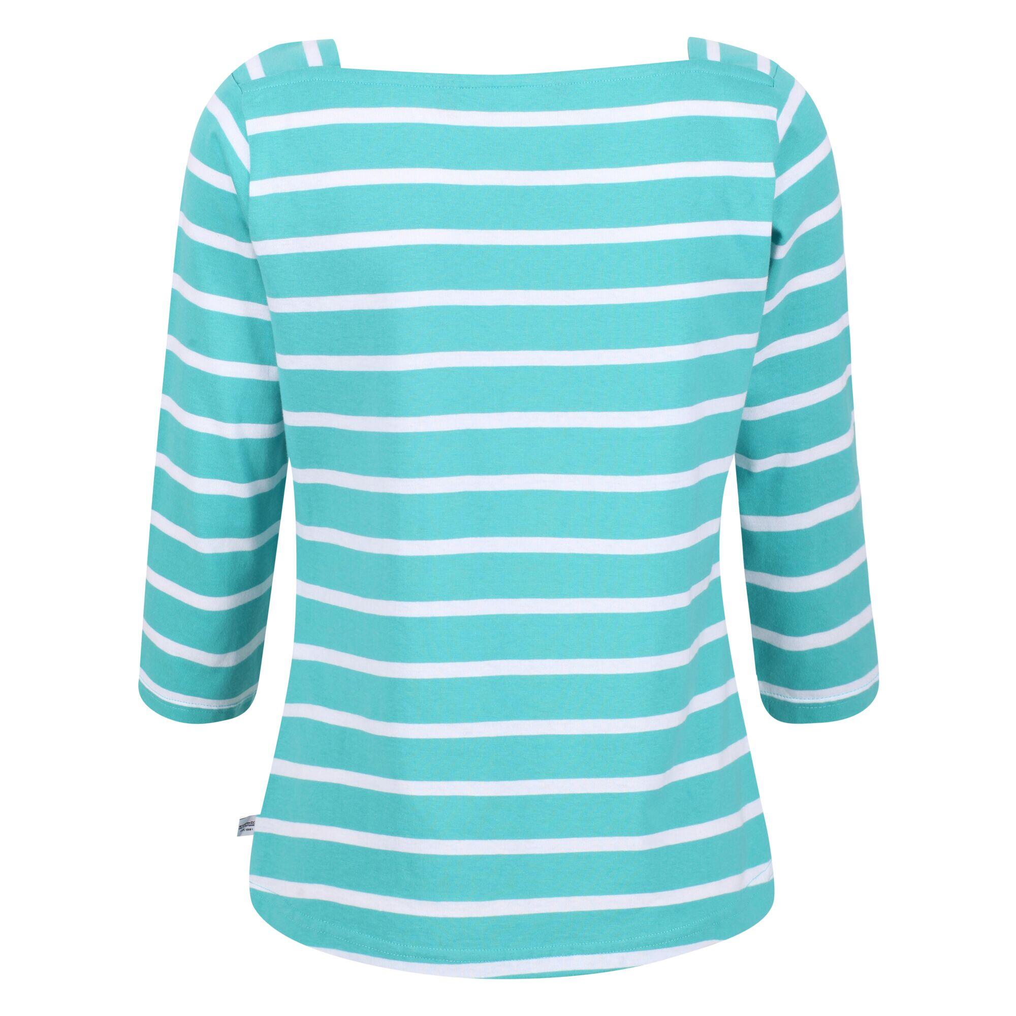 Womens/Ladies Polexia Stripe TShirt (Turquoise/White) 2/5