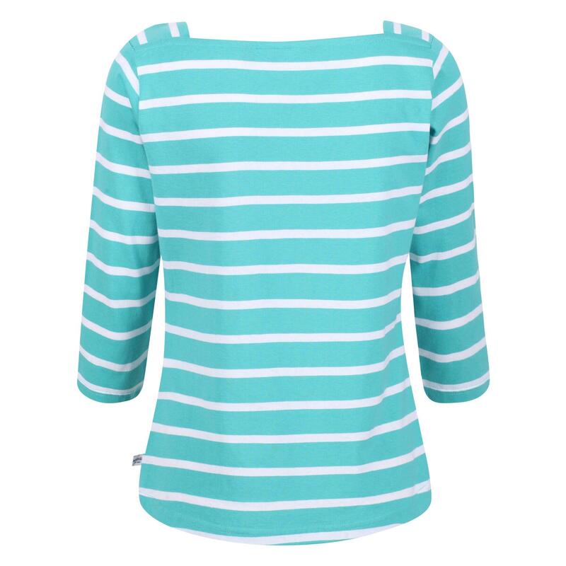 Dames Polexia Stripe Tshirt (Turkoois/Wit)